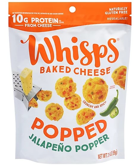 Whisps Popped, Jalapeno Popper Cheese Snack, 10g Protein from Real Baked Cheese, 3.5 oz