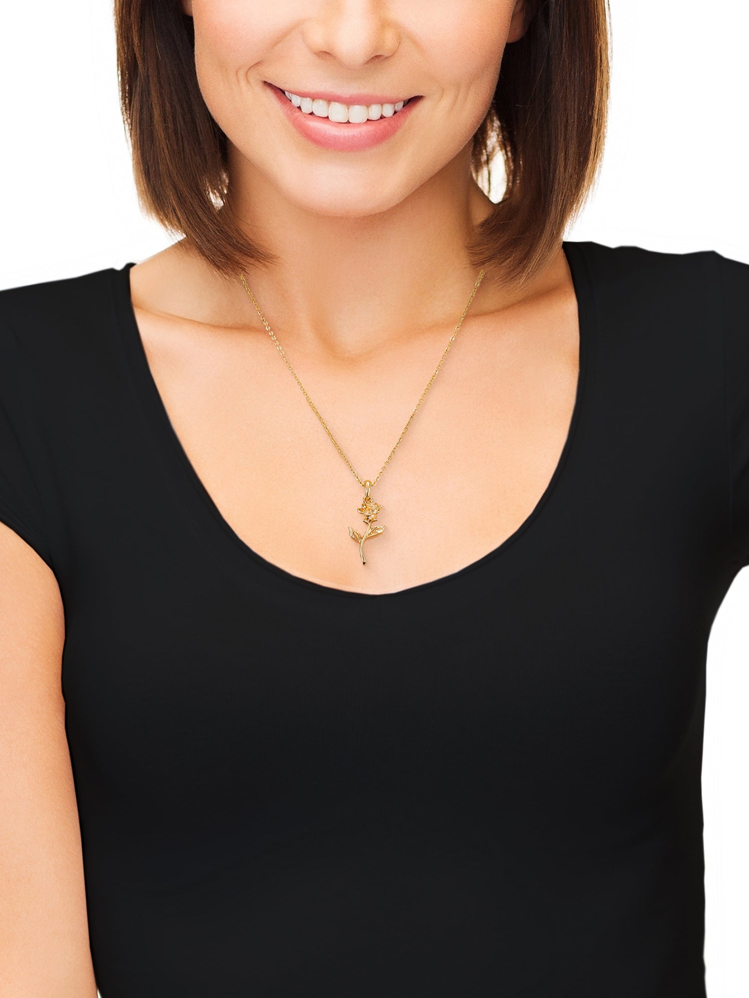 Women's Gold-tone Rose Pendant Necklace