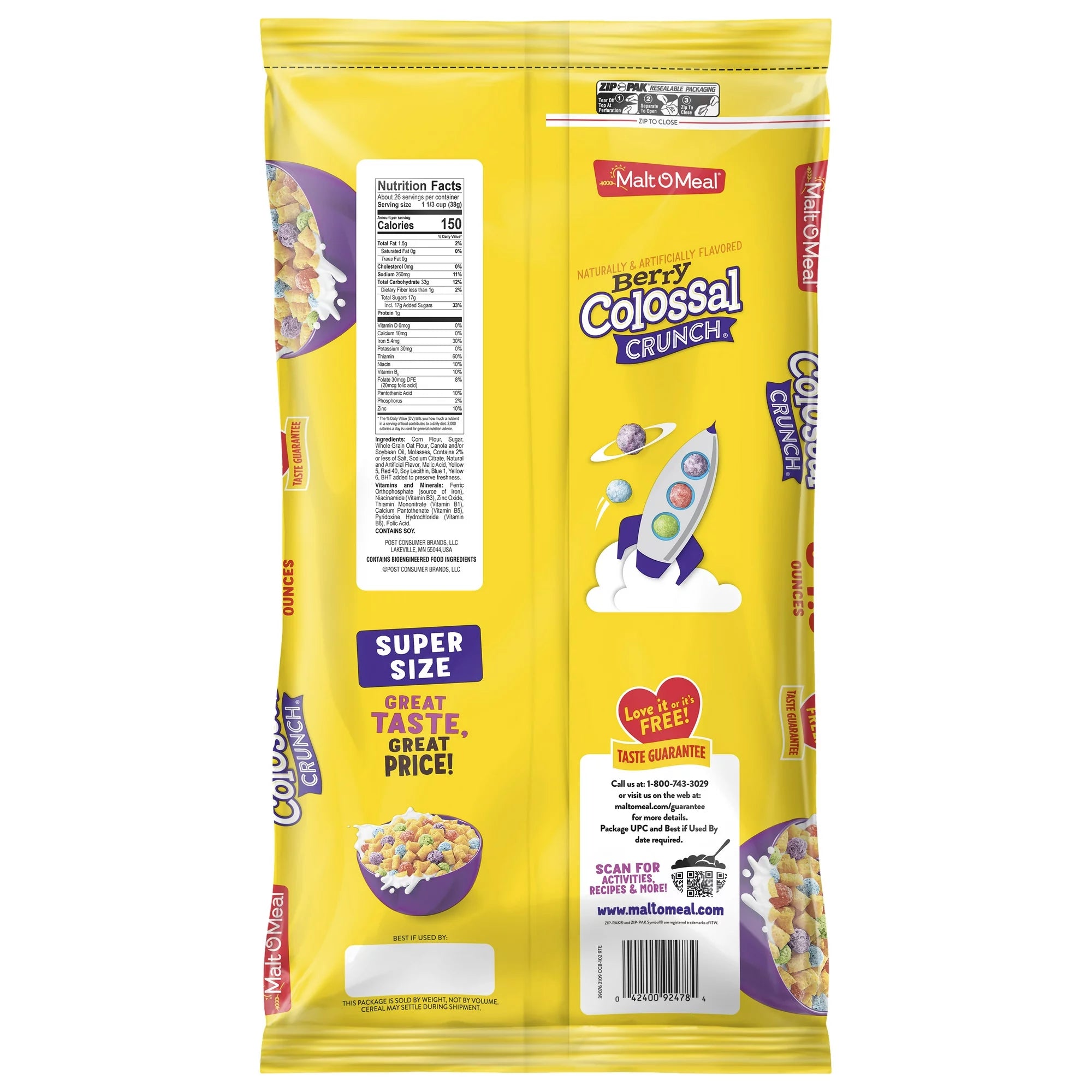 Malt-O-Meal Berry Colossal Crunch Cereal 