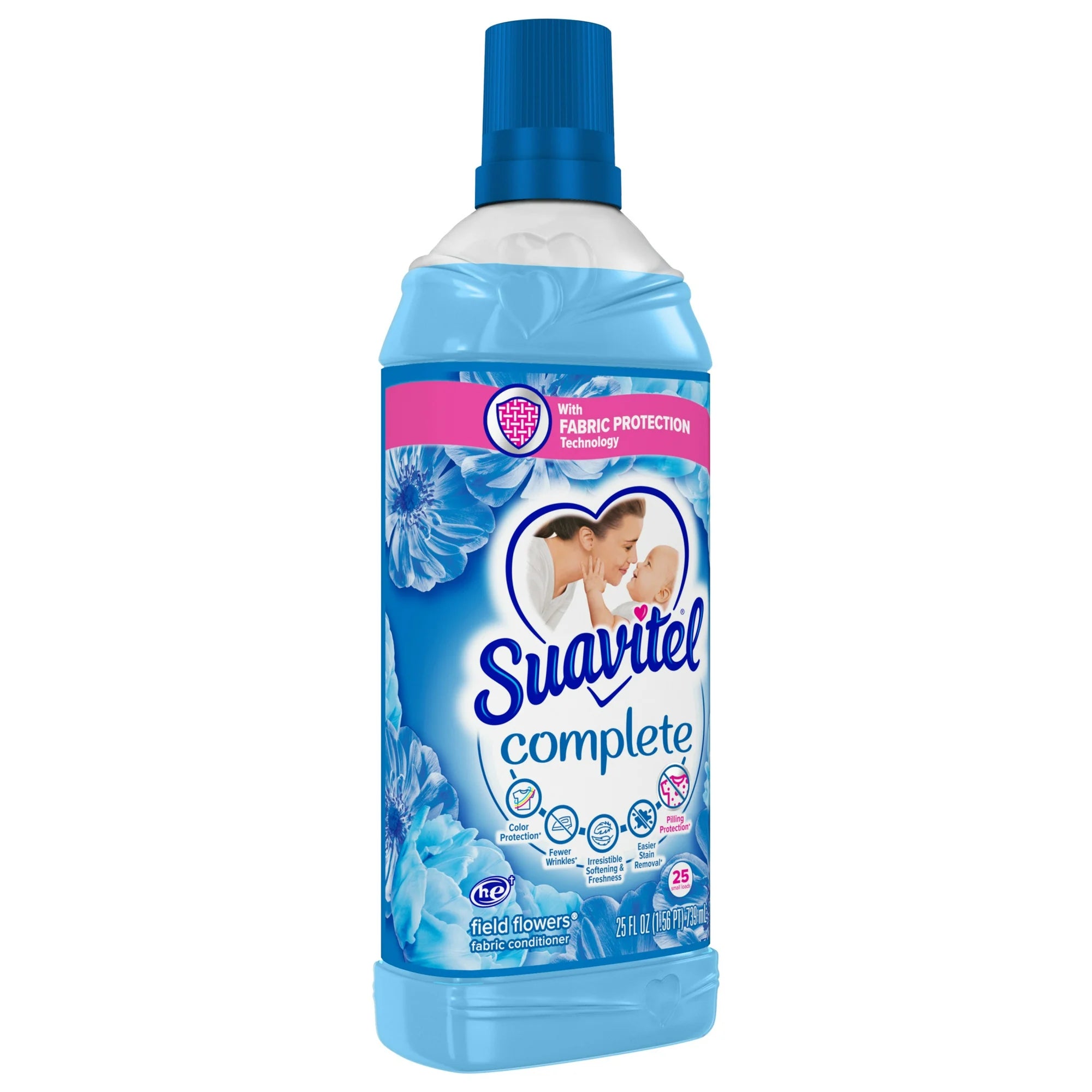 Suavitel Complete Liquid Fabric Conditioner, Laundry Fabric Softener with Fabric Protection Technology, Field Flowers, 25 oz, Enough Liquid For 25 Small Loads