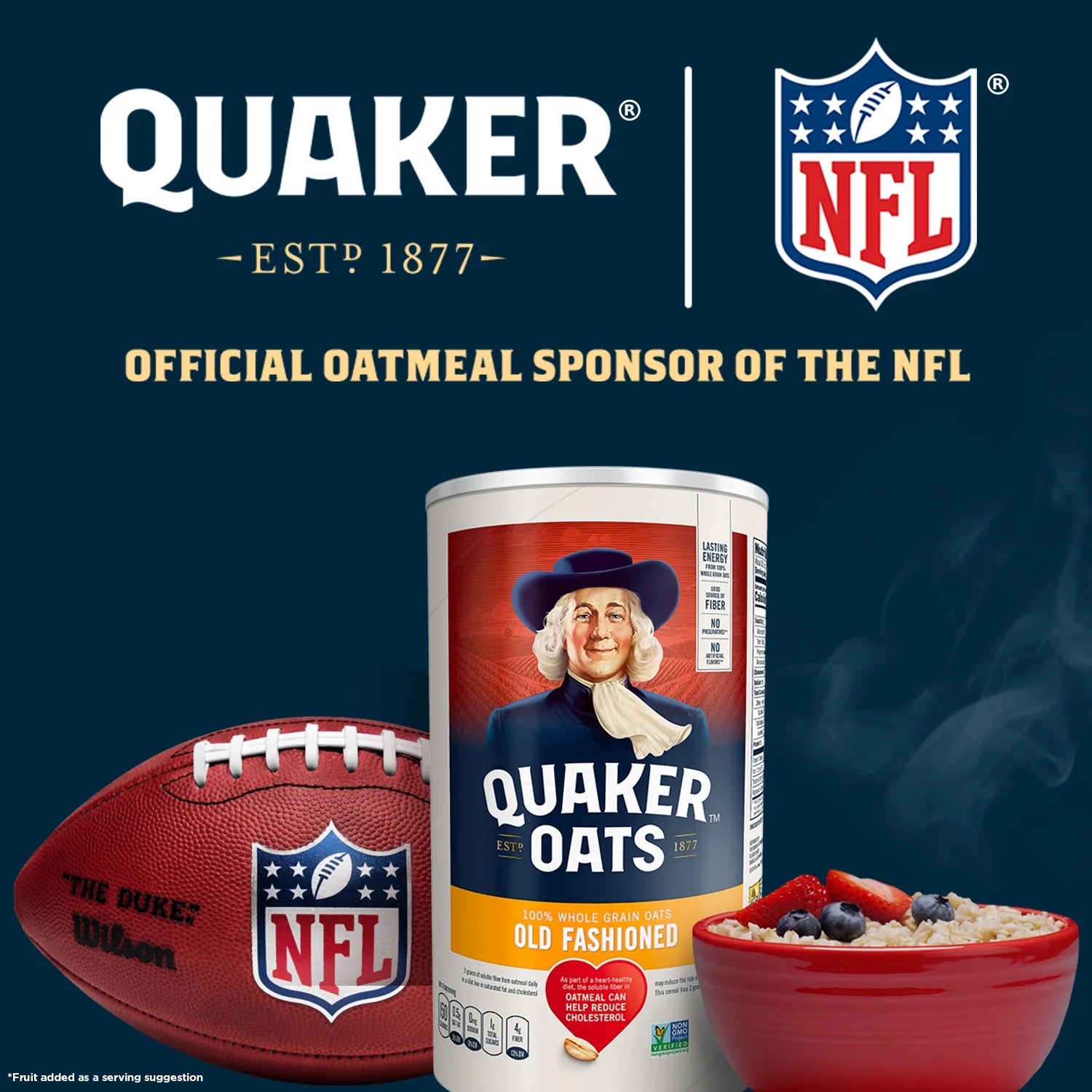 Quaker Whole Grain Oats, Quick Cook 1-Minute Oats, 18 oz Canister