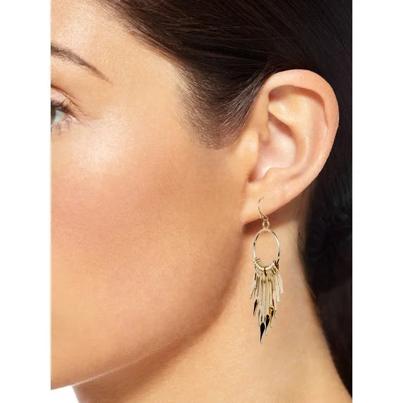 Time and Tru Layered Dangle Gold Earrings 