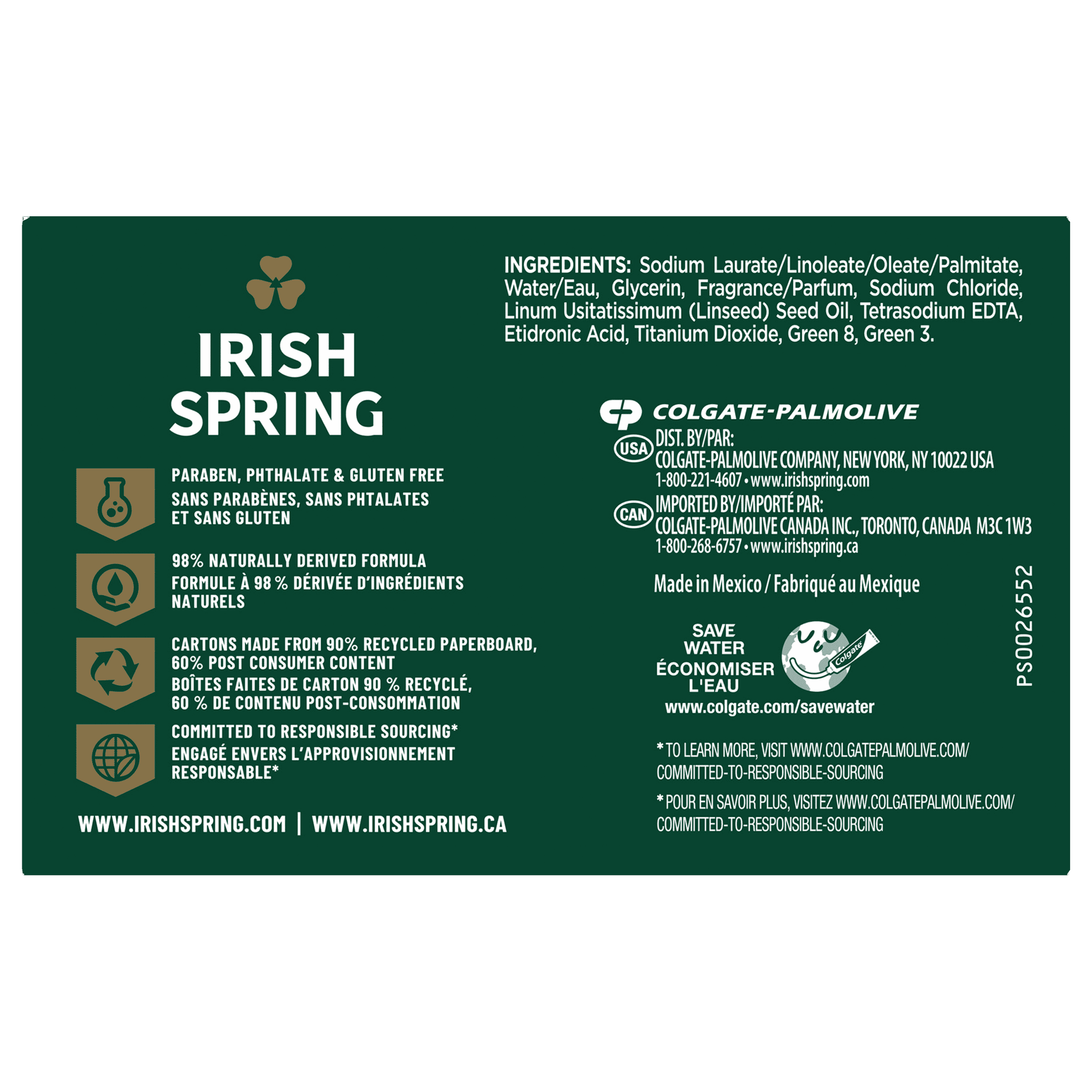 Irish Spring Bar Soap for Men,4 Pack, 3.7 Oz 