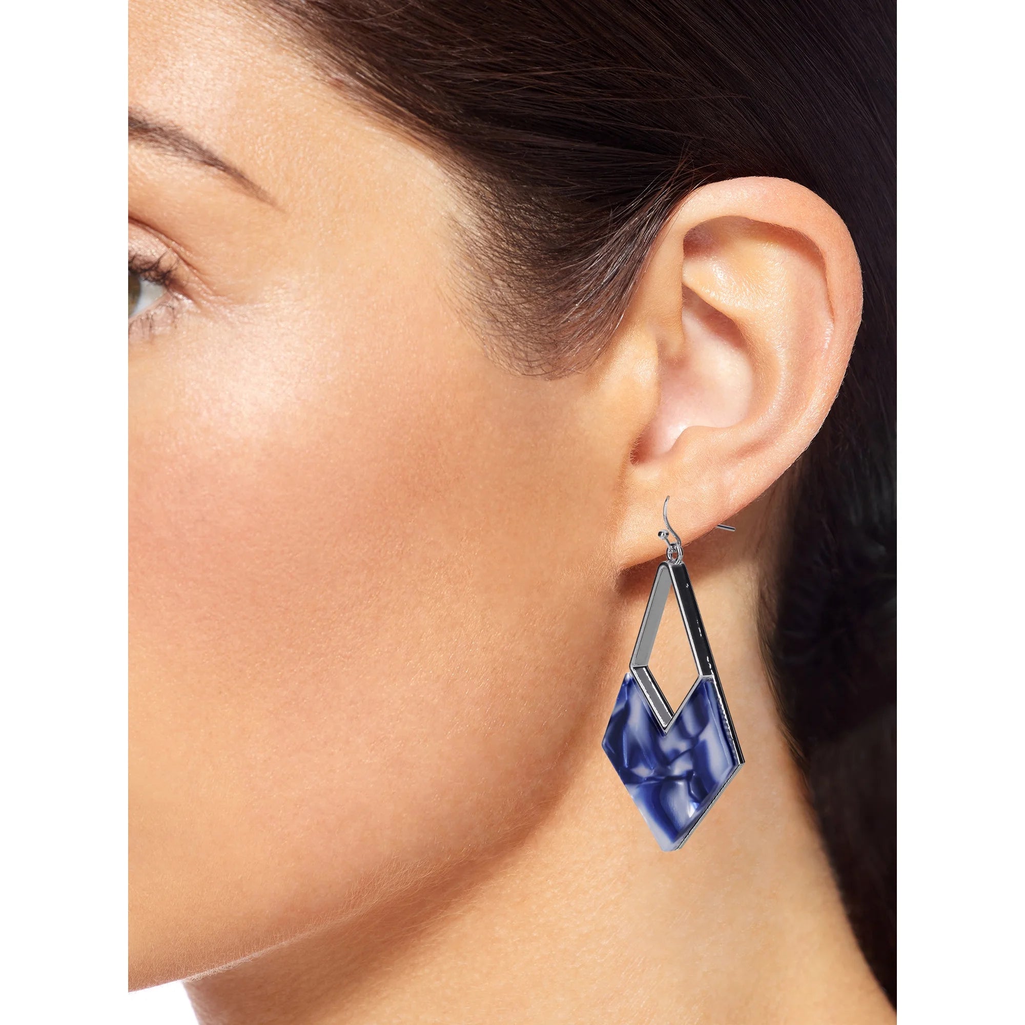 Time and Tru Women’s Geometric Navy Drop Earrings