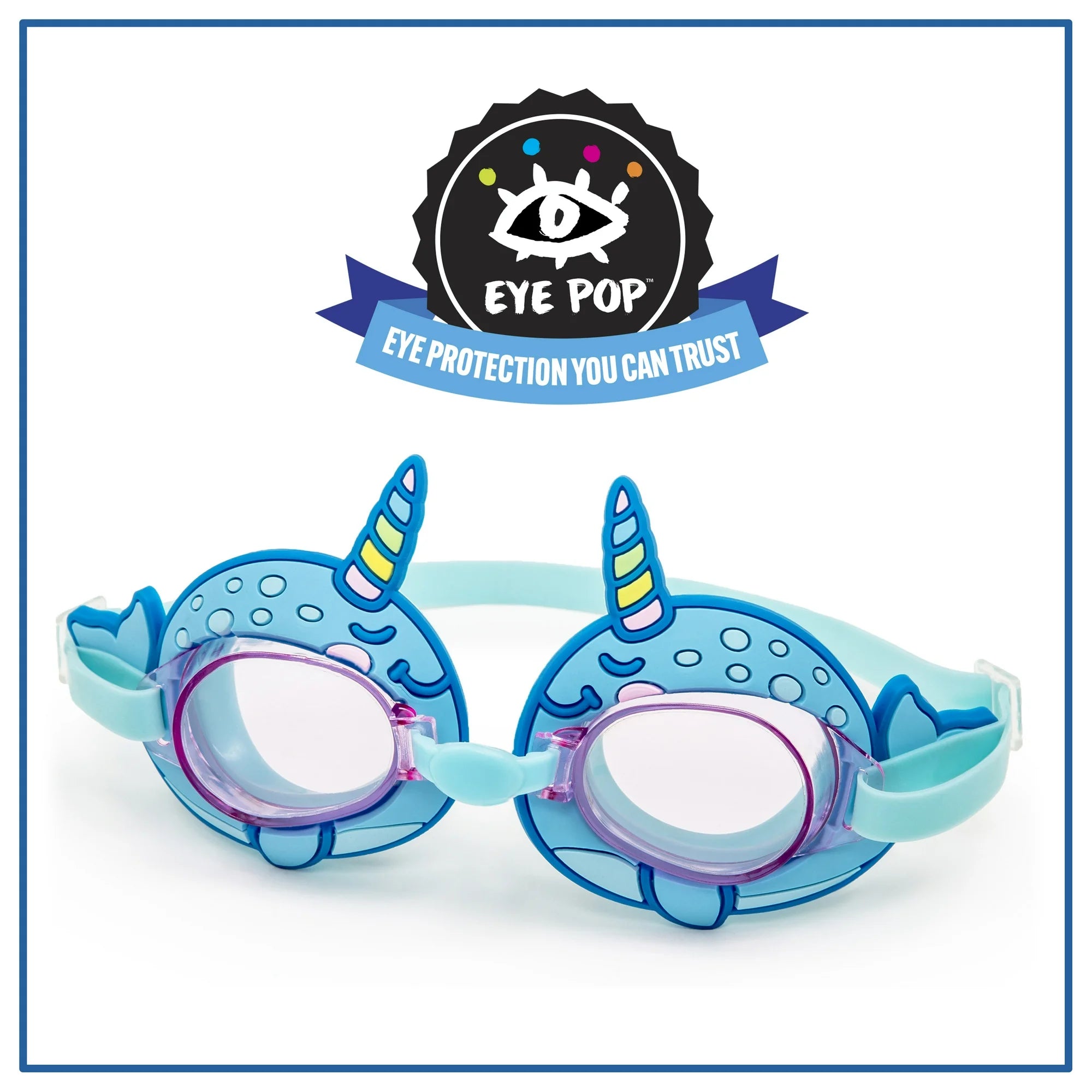 Eye Pop Blue Narwhal Swim Goggle for Children, Unisex