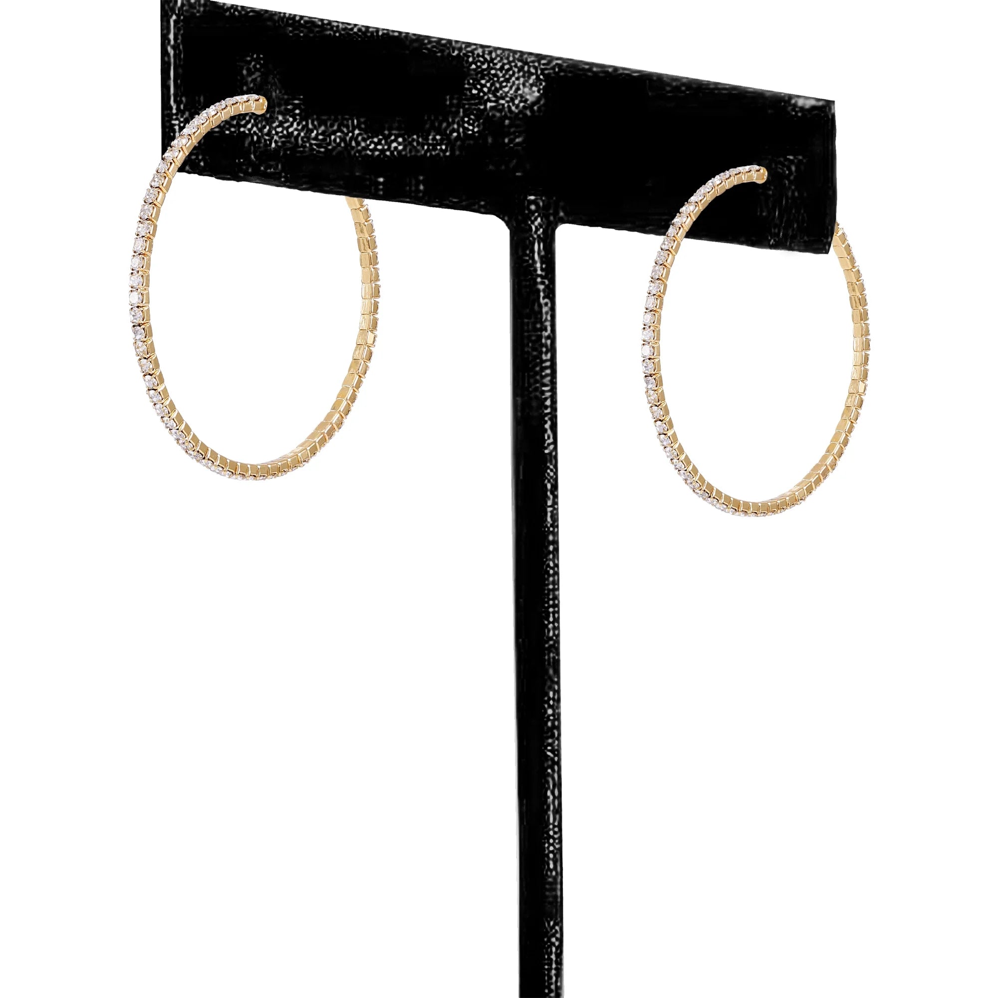 Time and Tru Women’s Tri-Tone Rhinestone Hoop Earrings – 3-Pair Set