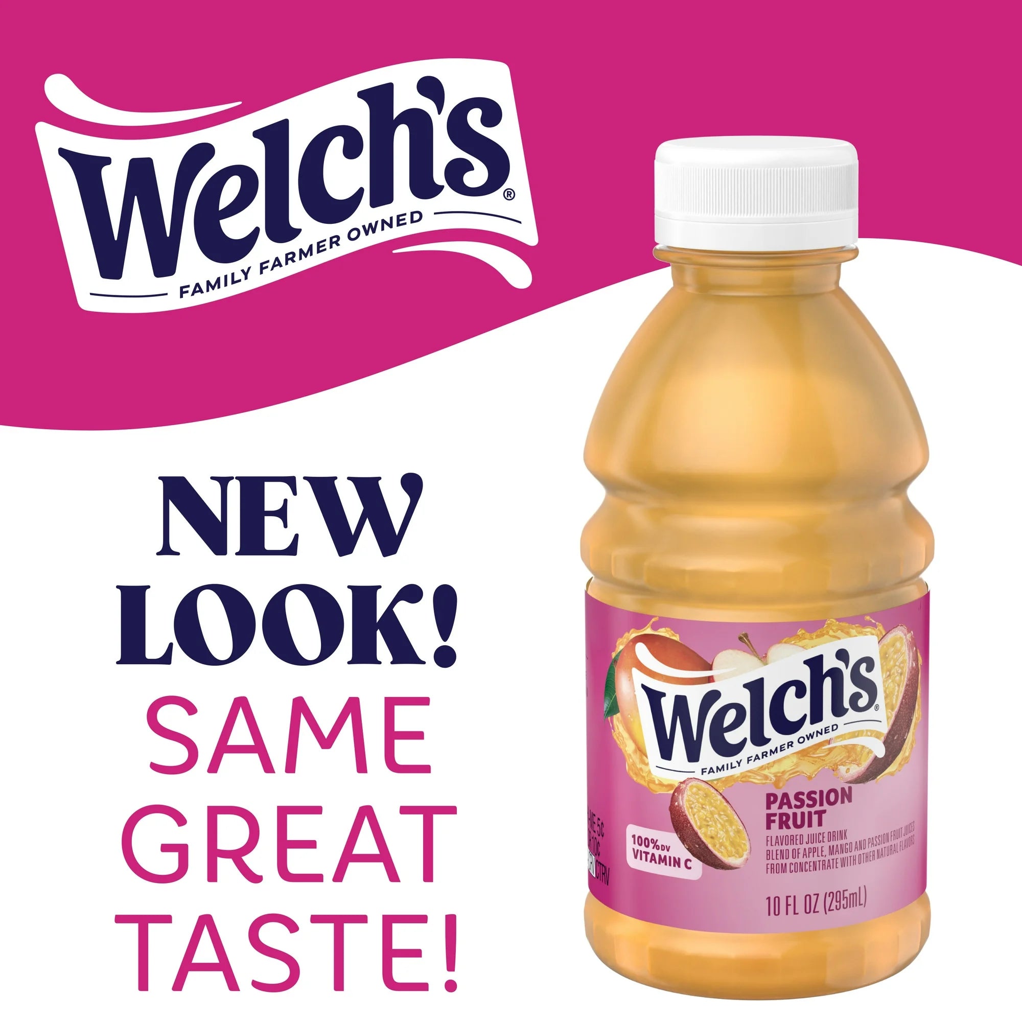 Welch's Passion Fruit Juice Drink, 10 fl oz On-the-Go Bottle (Pack of 6)