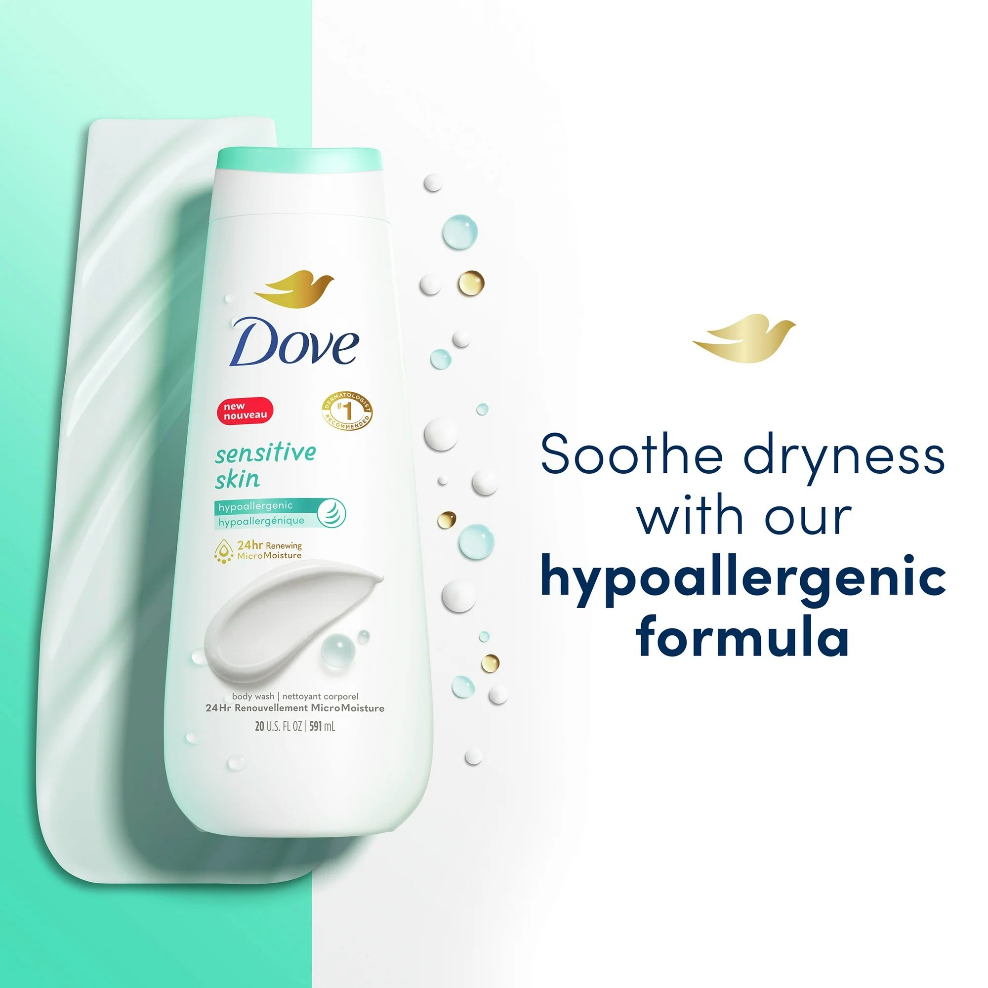 Dove Sensitive Skin Body Wash- 20 fl oz