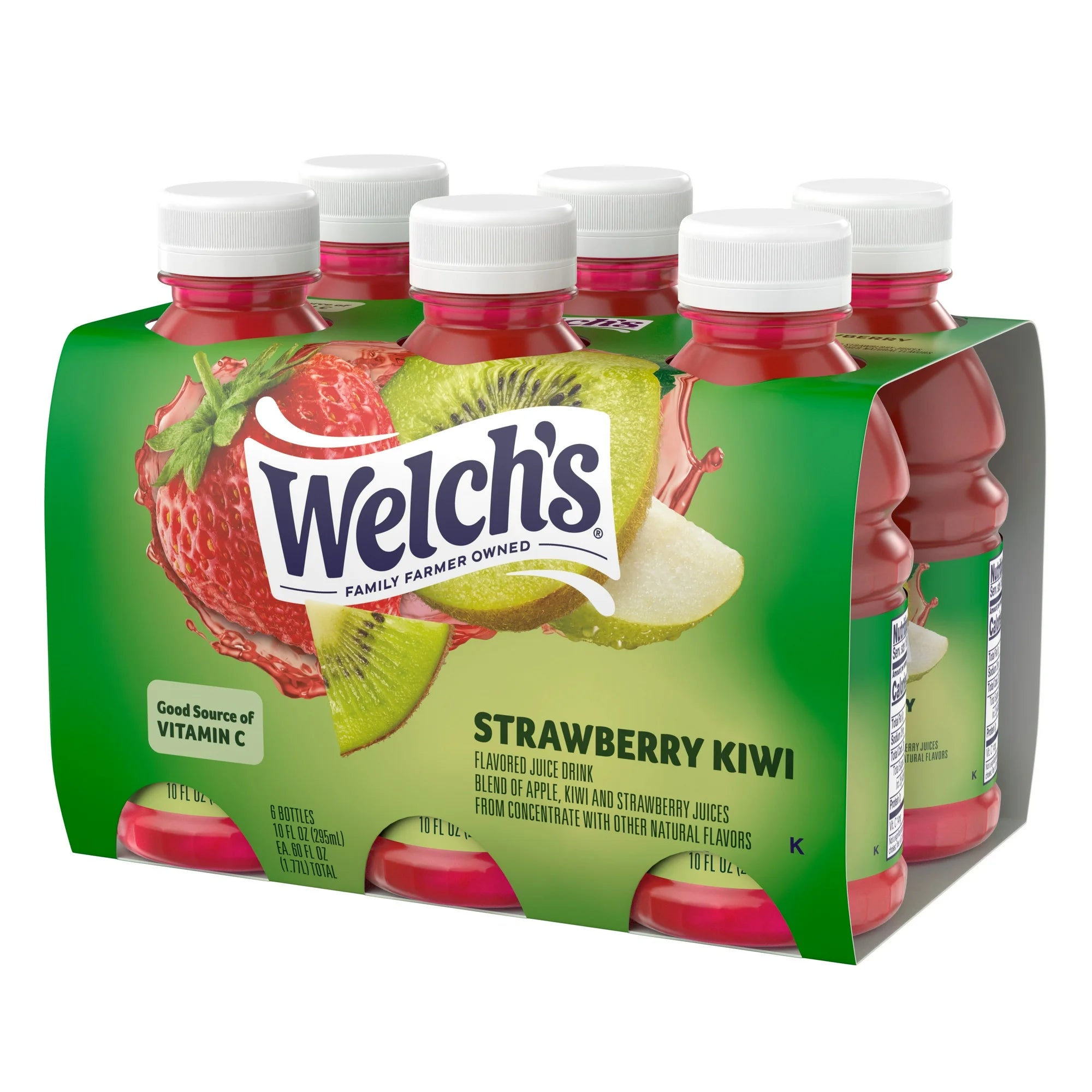 Welch's Strawberry Kiwi Juice Drink, 10 fl oz On-the-Go Bottle (Pack of 6)