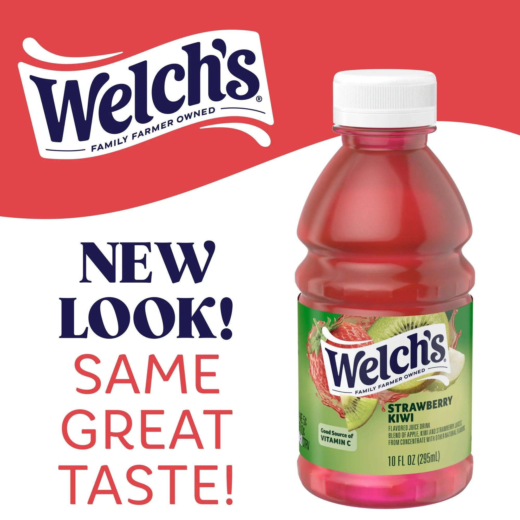 Welch's Strawberry Kiwi Juice Drink, 10 fl oz On-the-Go Bottle (Pack of 6)