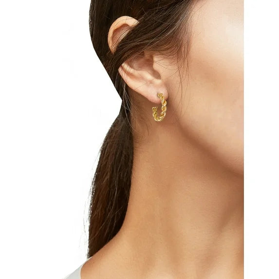 Time and Tru Gold Hoop Earring Set for Women – 3 Pairs
