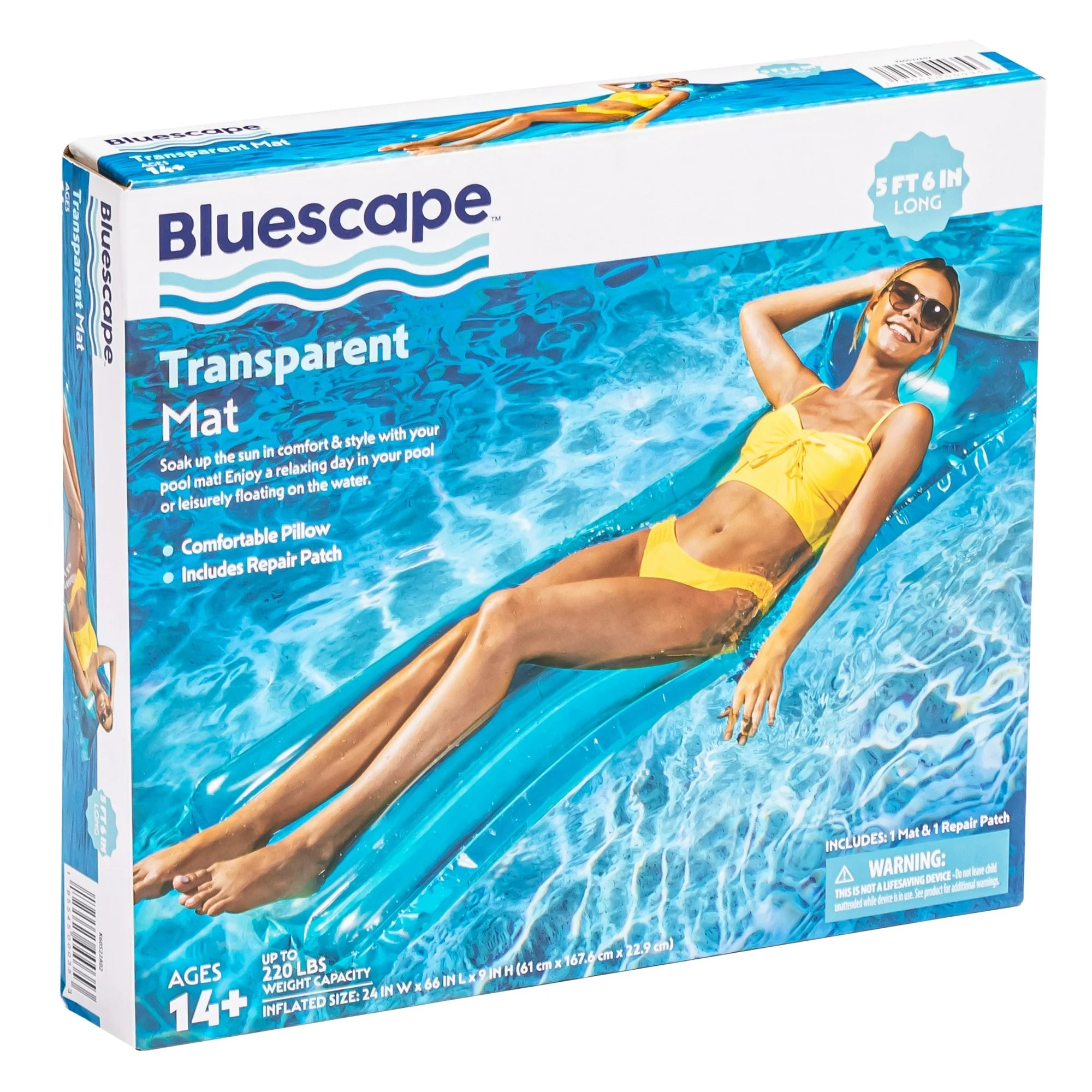 Bluescape Blue Transparent Air Mat, Inflatable Pool Float