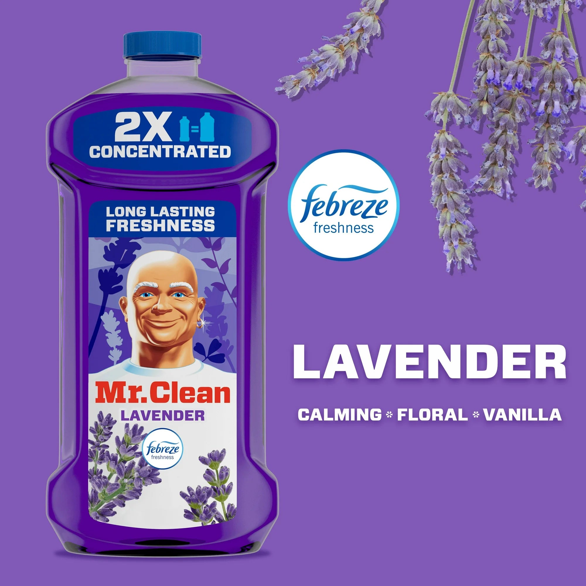 Mr. Clean 2X Concentrated Multi Surface Cleaner with Febreze Lavender Scent, 41 fl oz