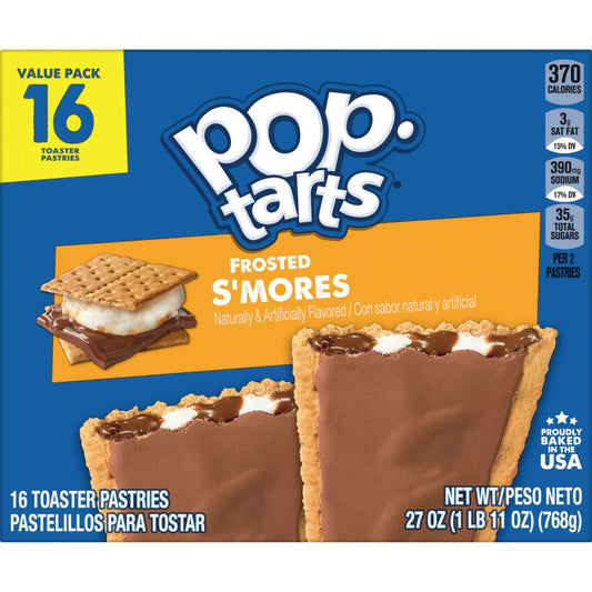 Pop-Tarts Frosted S'mores Toaster Pastries, Shelf-Stable, Ready-to-Eat, Instant, 16 Count Box