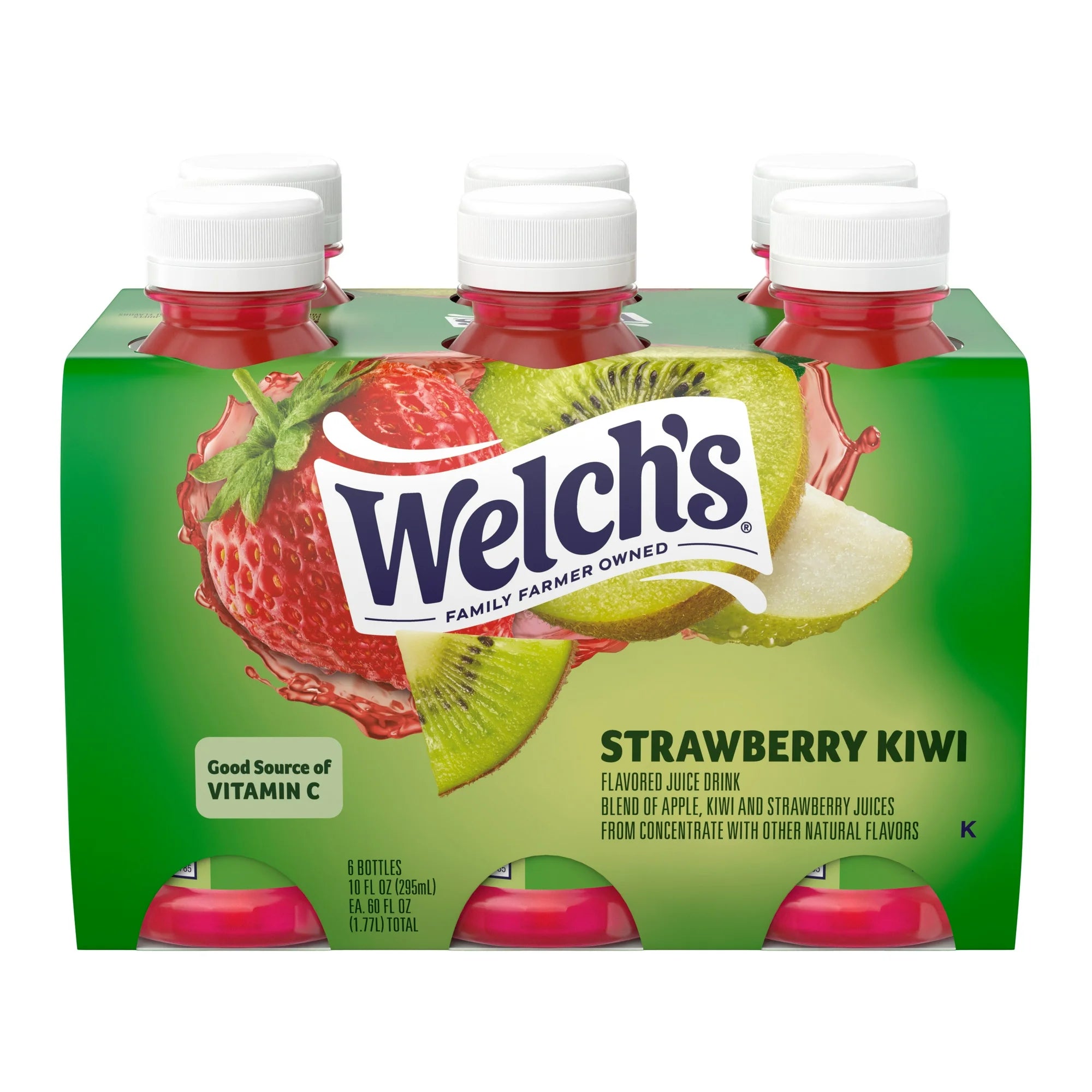 Welch's Strawberry Kiwi Juice Drink, 10 fl oz On-the-Go Bottle (Pack of 6)