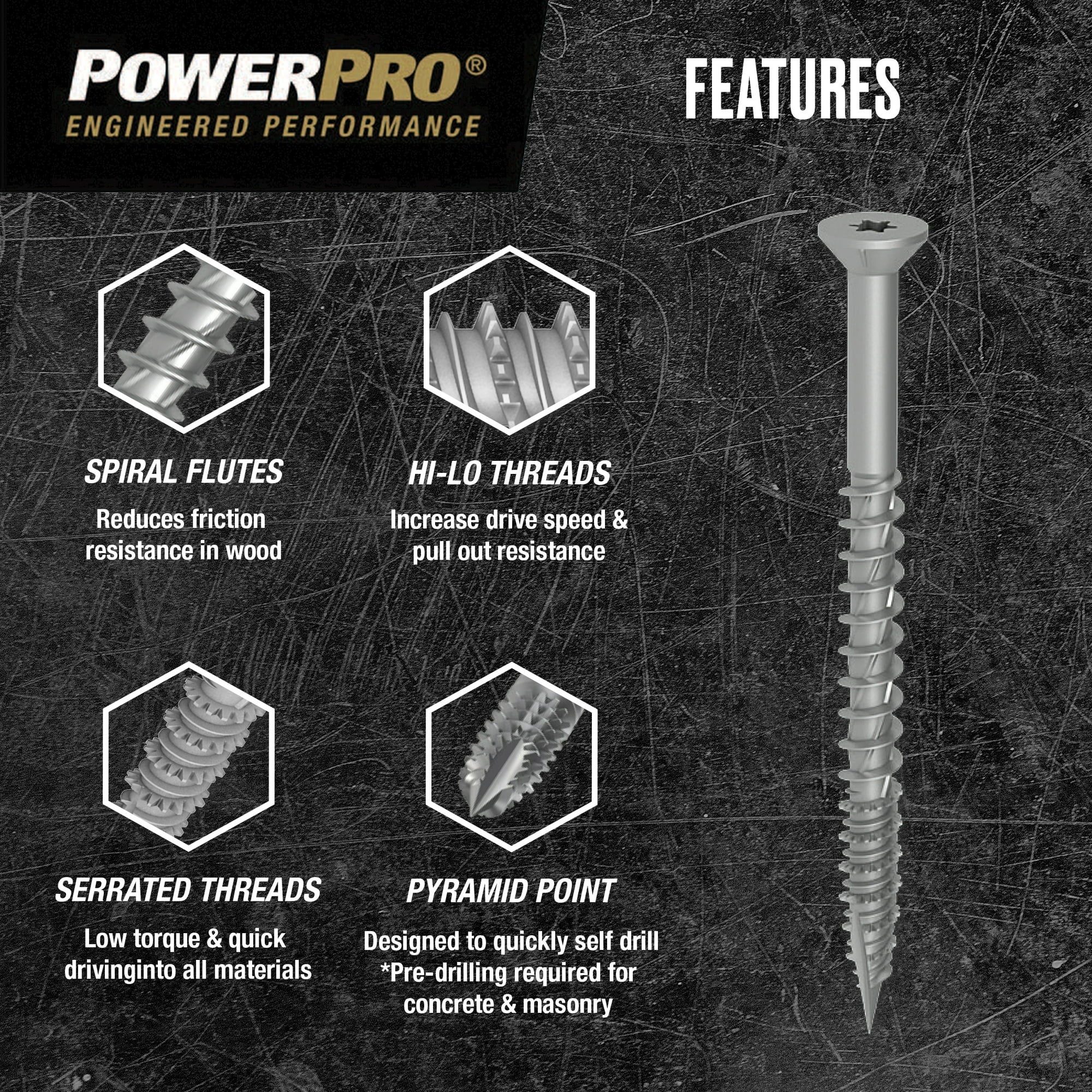 Power Pro One Interior Flat Head Screws (#8 x 1-1/2") - 17 Pieces