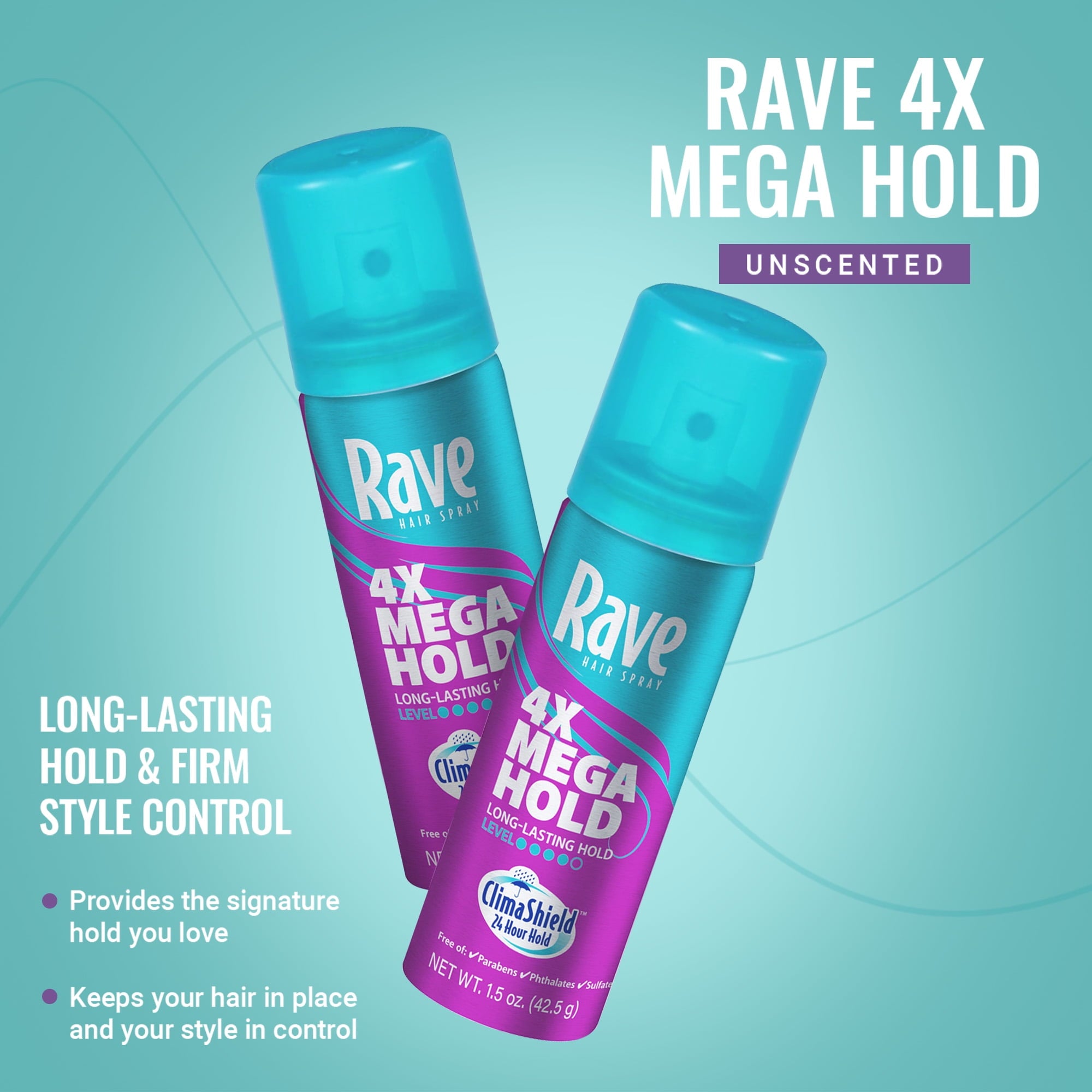 Rave 4X Mega Hold Hairspray Travel-Sized, All-Weather