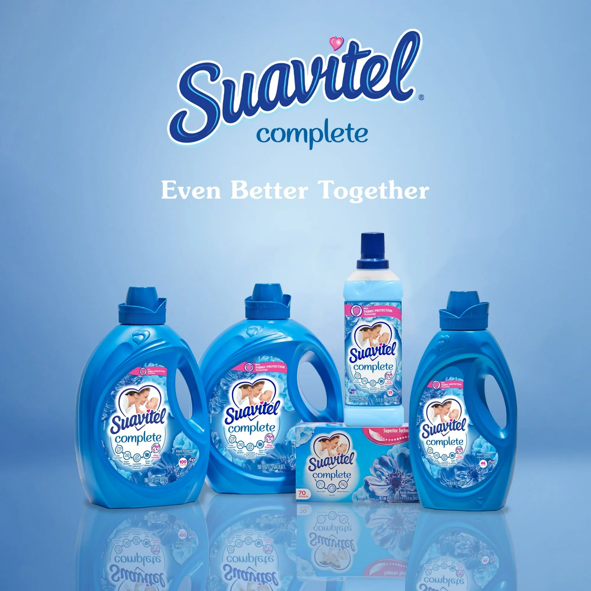 Suavitel Complete Liquid Fabric Conditioner, Laundry Fabric Softener with Fabric Protection Technology, Field Flowers, 25 oz, Enough Liquid For 25 Small Loads