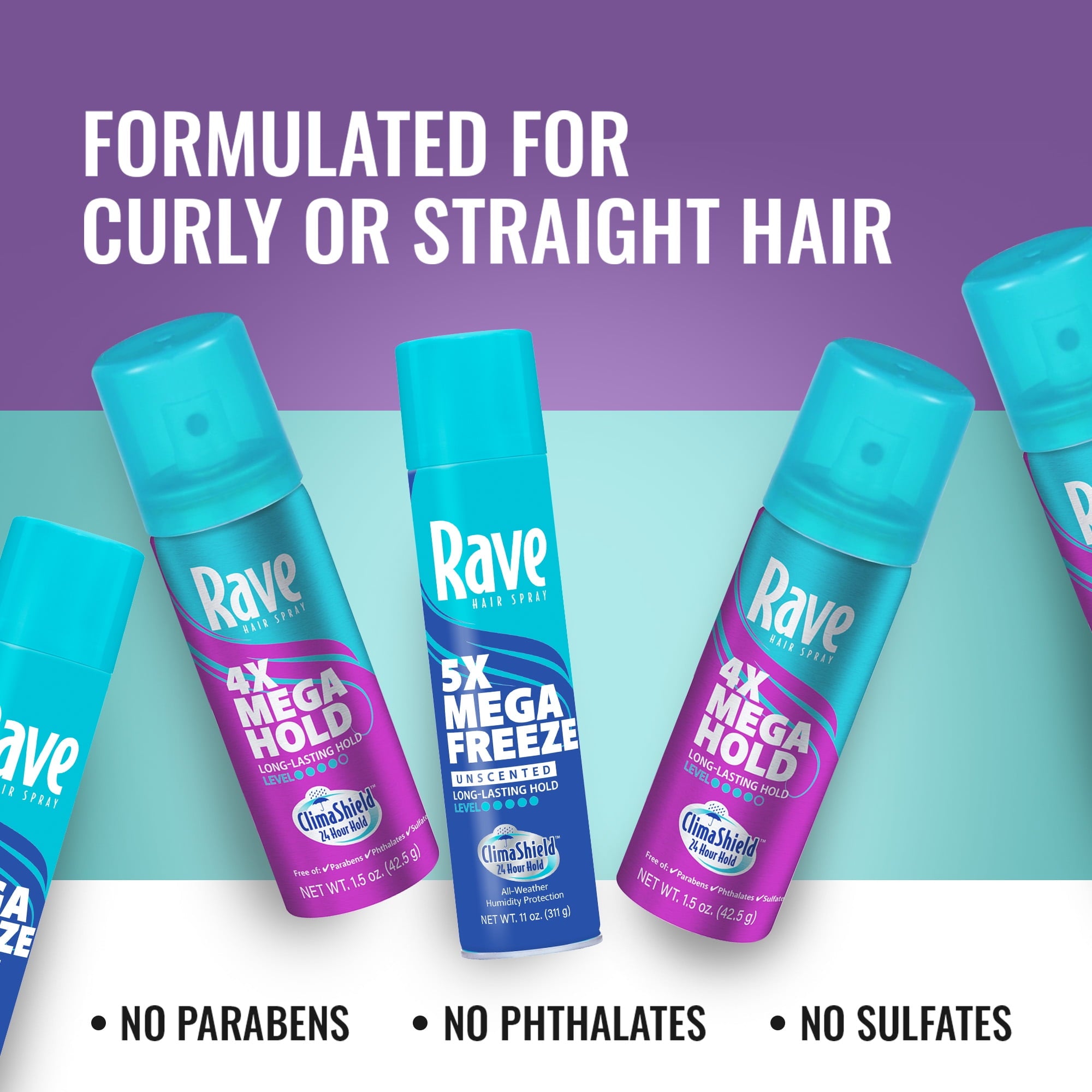 Rave 4X Mega Hold Hairspray Travel-Sized, All-Weather