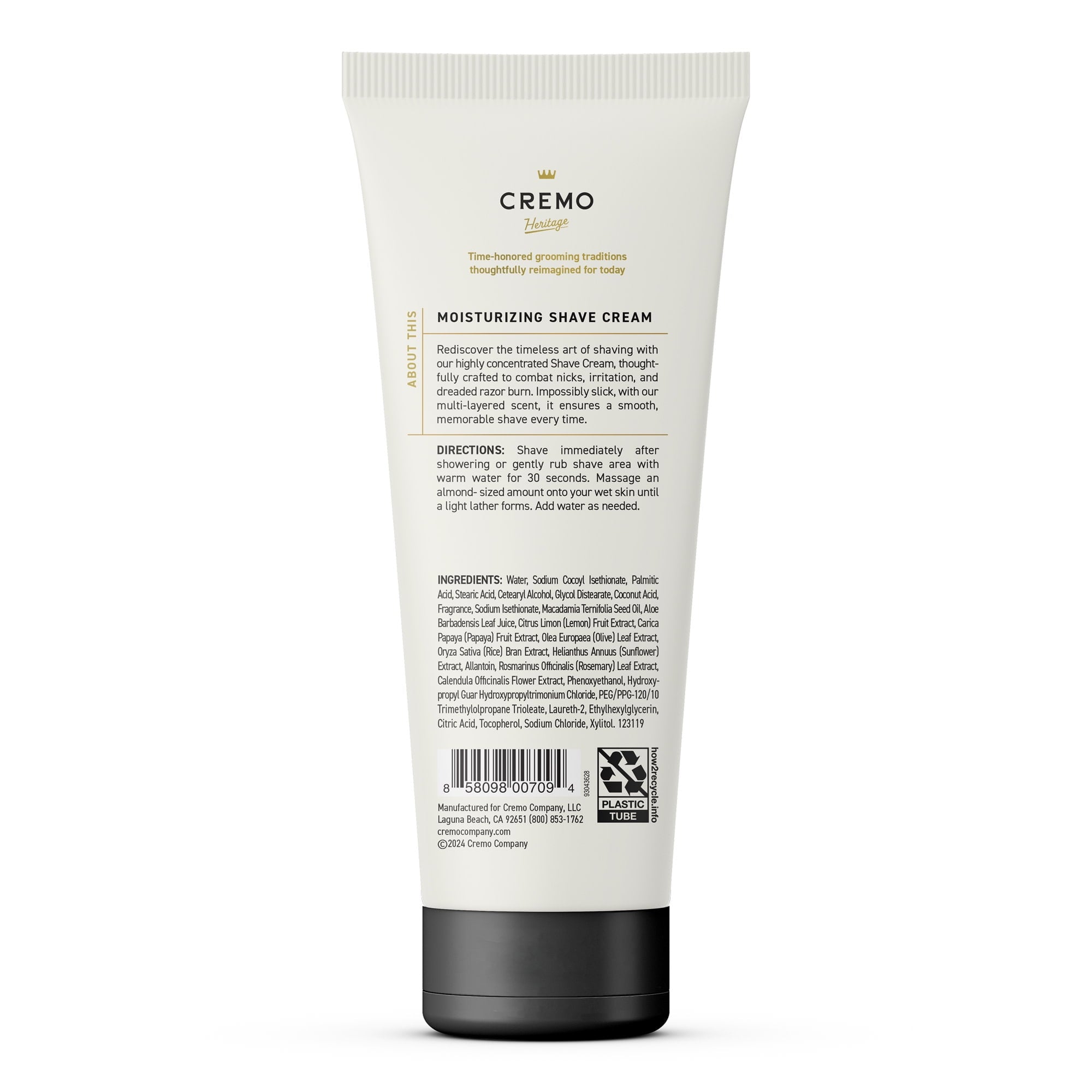 Cremo Bourbon Vanilla Shave Cream , 6 fl oz