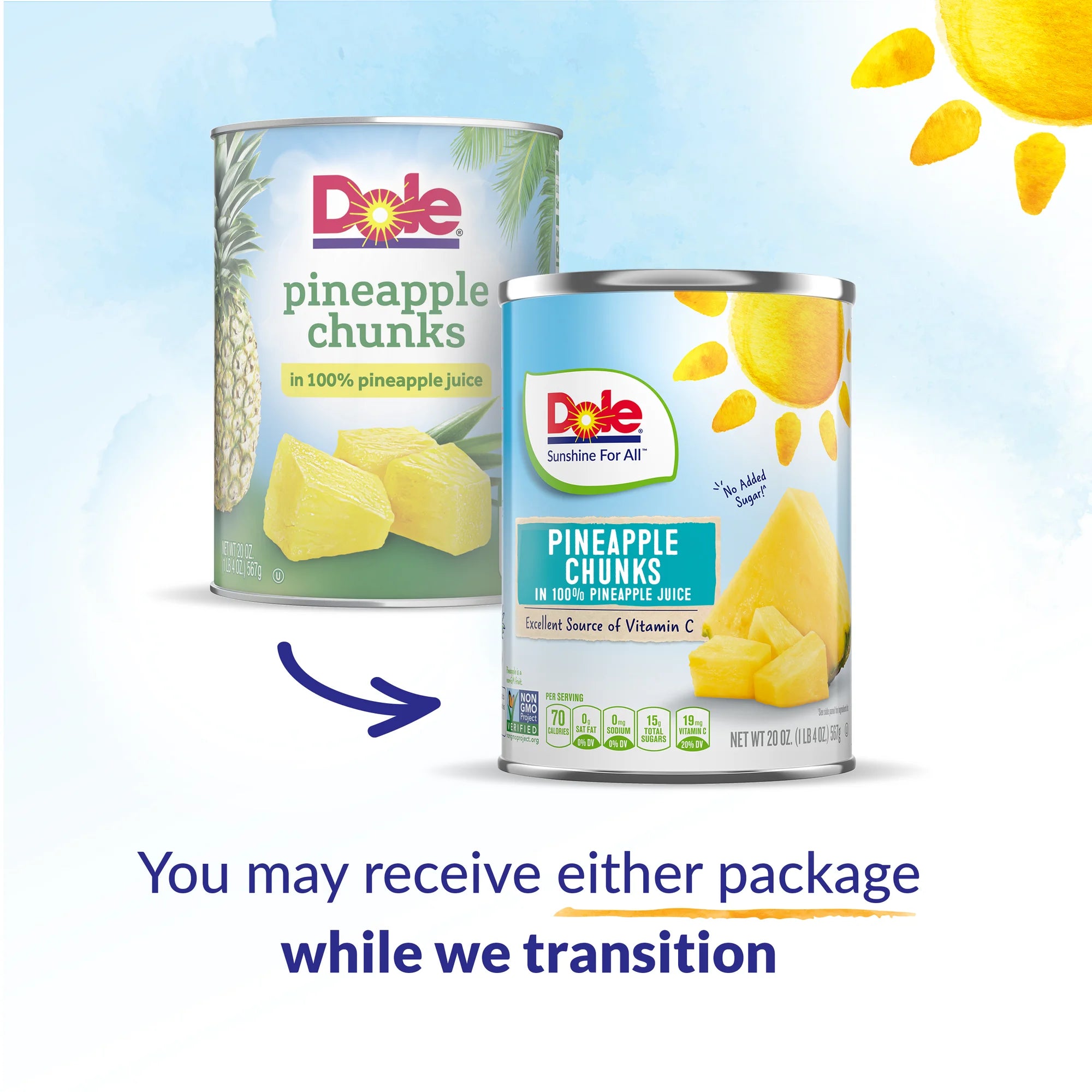 Dole Pineapple Chunks in 100% Pineapple Juice, 20 oz Can