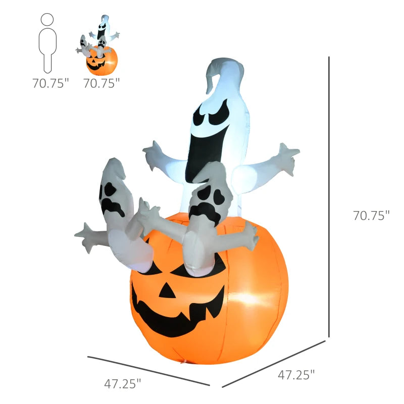 HOMCOM 6' Halloween Pumpkin and Ghost Blow Up