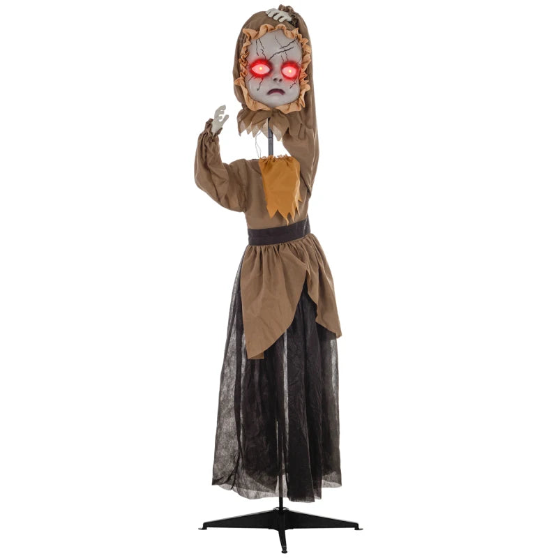 HOMCOM 5.2' Life Size Doll with Simulated Wound Cracks, Outdoor Halloween Decoration Animatronic, Sound & Motion Activated