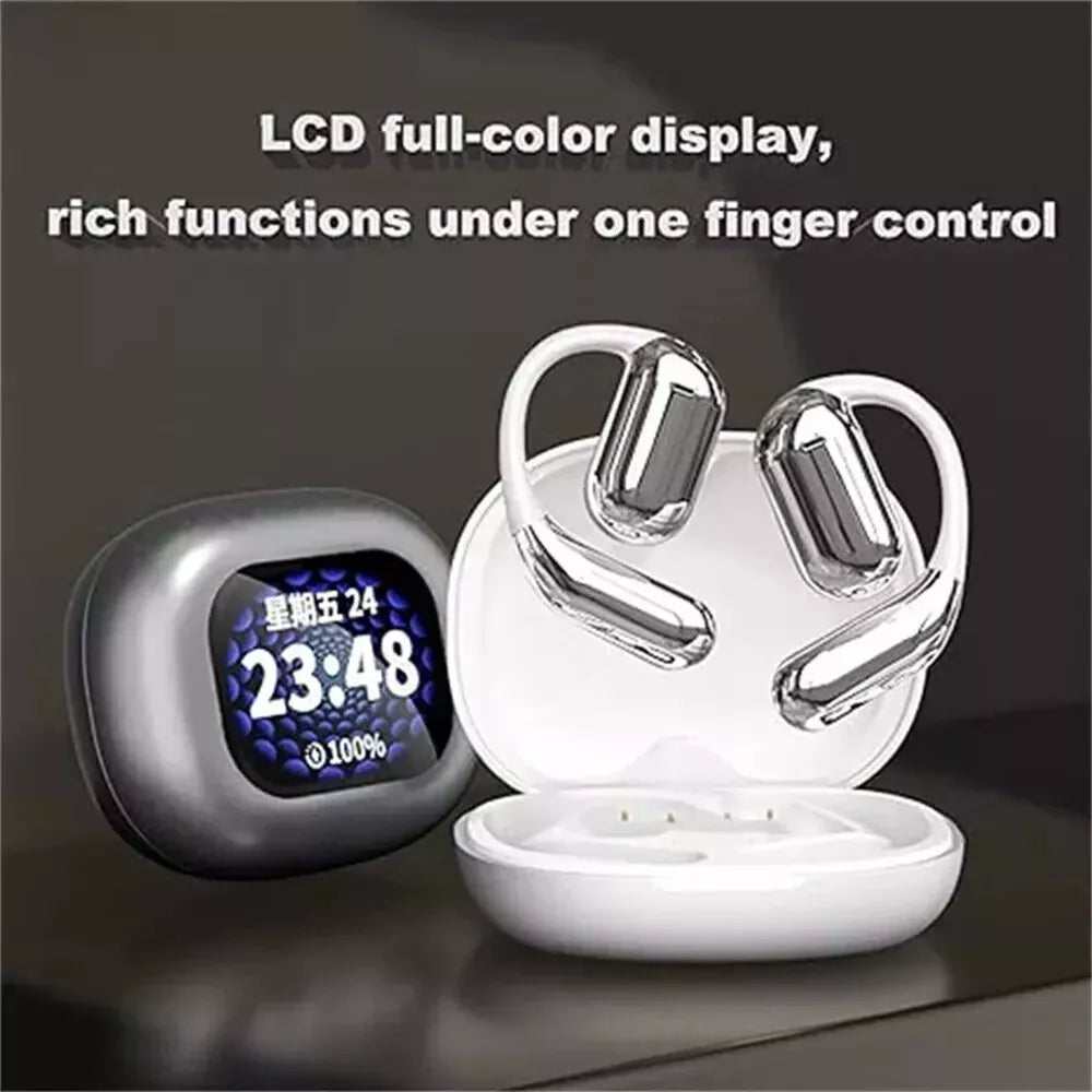 Q16 Pro Open-Ear Comfort True Wireless LCD Earbuds Bluetooth 5.4 New