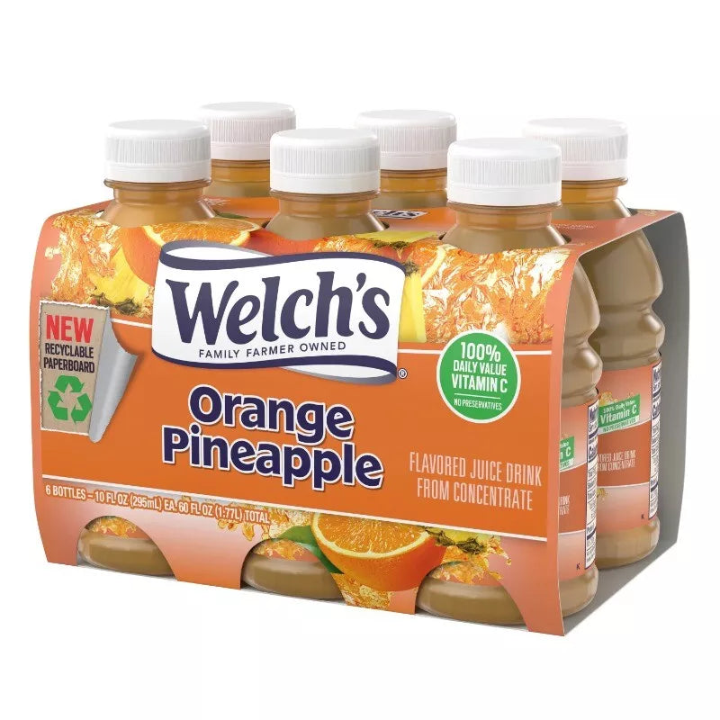 Welch's Orange Pineapple Juice Drink, 10 fl oz On-the-Go Bottle (Pack of 6)