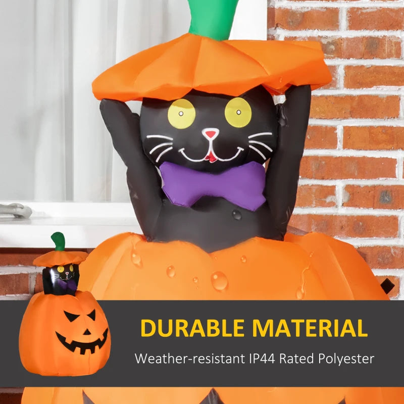 HOMCOM 4' Inflatable Halloween Cat Inside a Pumpkin