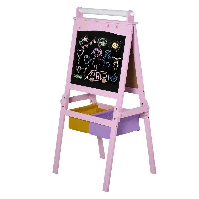 3-in-1 Wooden Art Easel for Kids , Pink