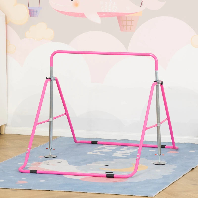 Pink Folding Gymnastics Bar for Kids