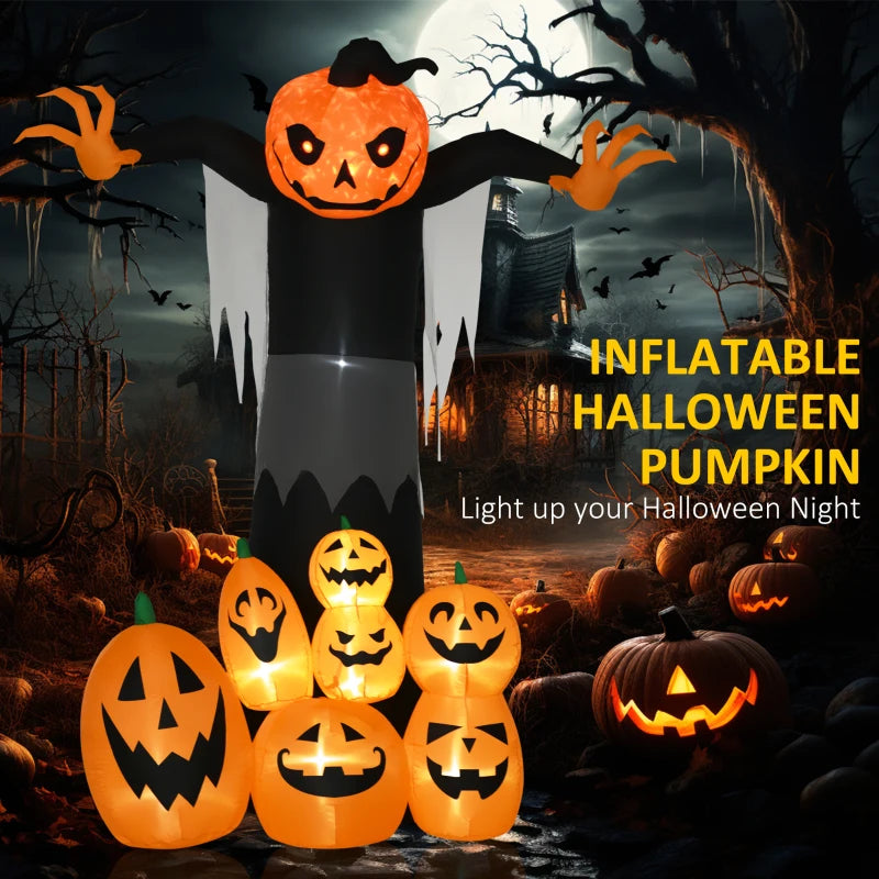 HOMCOM 9ft Halloween Inflatables Pumpkin Ghost 